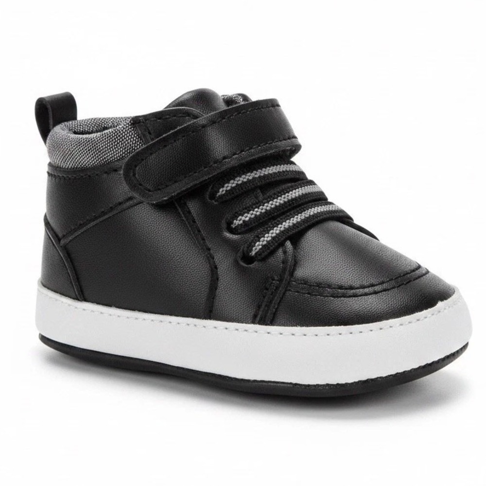 Josmo Unisex Baby Sneakers Size 4‎ Infant Slip On Casual Crib Shoes Black